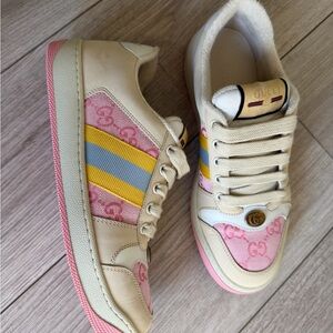 Gucci Kids Sneakers in Cream and Pink